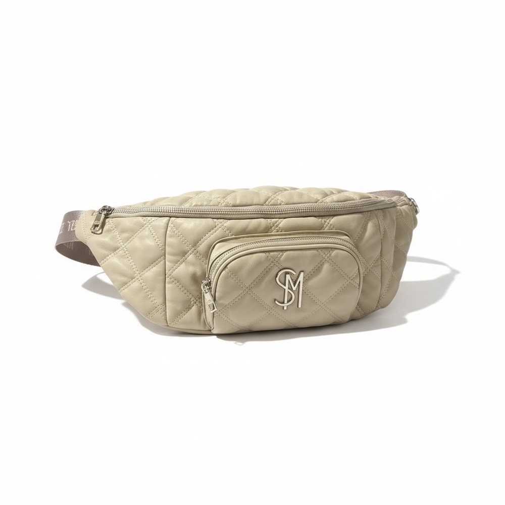 SM STEVE MADDEN Quilted Beige Belt Bag